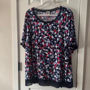 Anne Klein Womens Plus Blouse Blue White Red Size 3X New